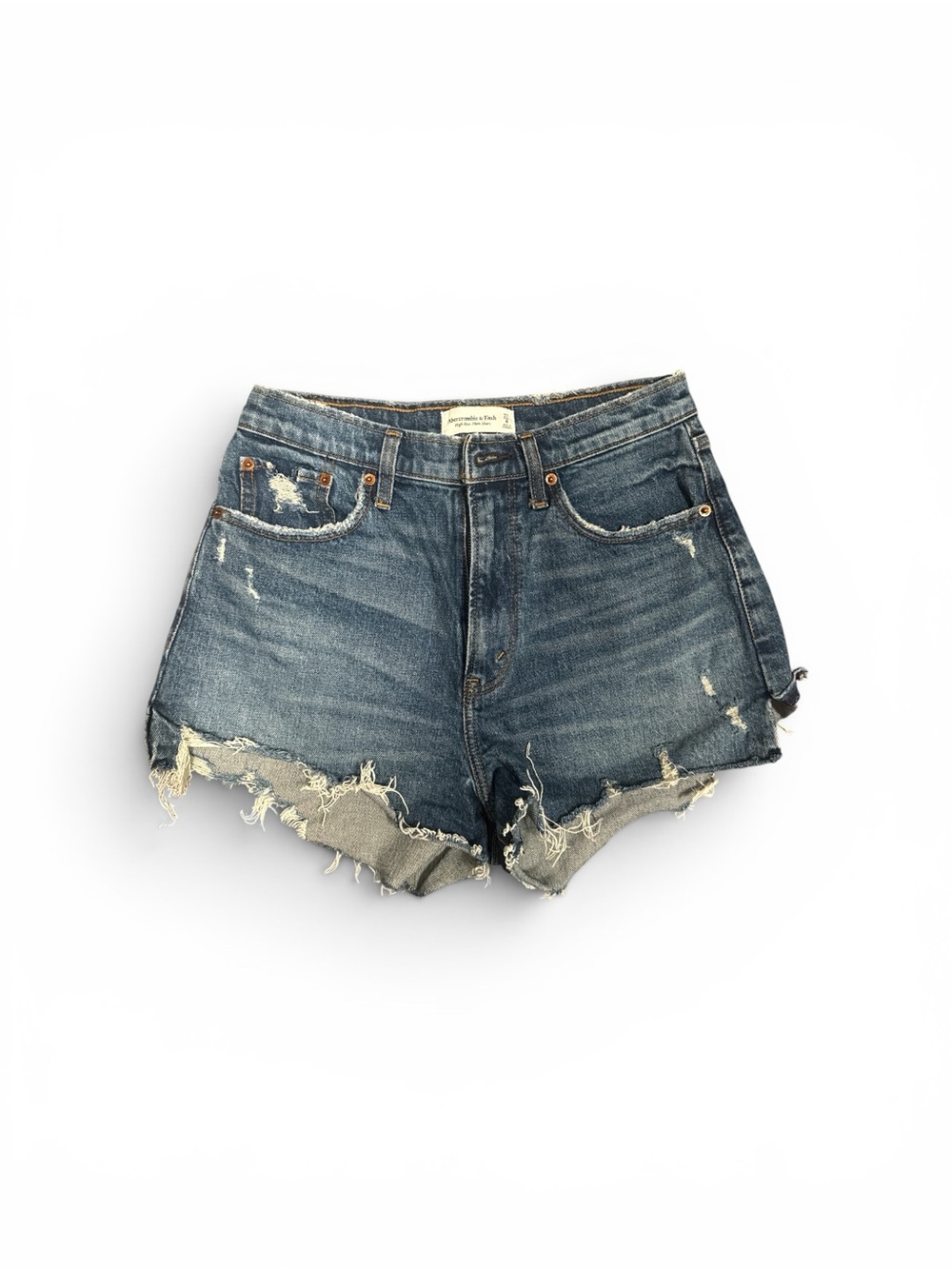 Abercrombie & Fitch Faded Blue Distressed High-Rise Jean Shorts - Curve Love